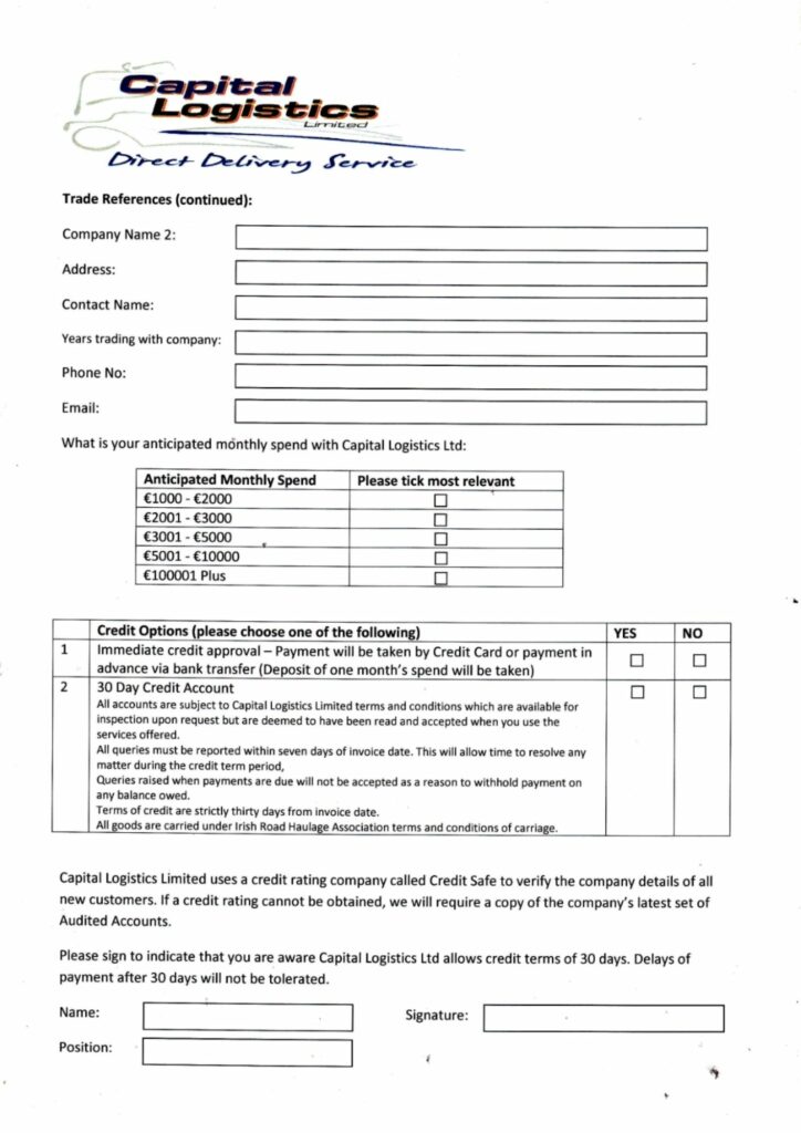 Credit Form 2 - Capital Logistics